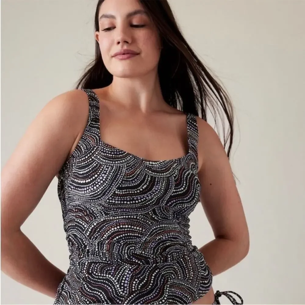 Athleta square neck tankini swim top 32D / DD NWT
